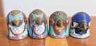 Miniature Bird Cloisonne Vintage Brass Enamel Chinese Animal Figurine Thimble