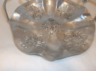 Vintage Hammered Aluminum Serving Basket 9 1 2  W swirl Handle Mcm