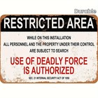 Restricted Area Sign With Red Border Metal Sign Vintage Warning Outdoor Decor