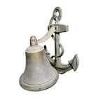 Vintage Solid Brass Ship Bell Nautical Marine Wall Mount 7 75 x6  