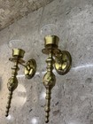 Vintage Wall Sconce Brass Candle Holders   Glass Globes - 17   - India - Set Of 2