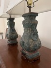 Pair Of Chinese  James Mont Archaic Style Bronze Lamps