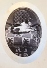 Antique Rare Victorian Cdv From Paris  France Of Calico Cat Wicker Chair Quilt