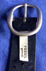 Vintage Fossil Black Leather Belt Cut Out Silver Buckle Sz M Medium 1 5    Wide