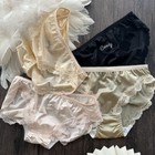 4 Packs Lot Sexy Womens Satin Panties Full Briefs Lace Lady Underwear Lingeries