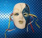 Vintage Mask Ceramic New Orleans Mardi Gras Face  6  X 5  Blue Split 2 Face