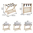 Folding Luggage Rack Pack Of 2 Soild Wood Stand Suitcase Holder W  Storage Shelf