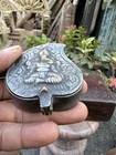 Antique Old Brass Hindu God Leat Shape Ganesha Sculpture 1900 Tika Box
