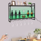 2-tier Bar Cabinet Wine Liquor Storage Display Rack W  Led Light  6 Glass Holder