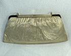 Beautiful Vintage Metallic Gold Clutch Bag Purse Snake Chain 11  X 5  X 1 