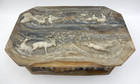 Vintage Incolay Stone Jewelry Trinket Box Hunting Wildlife Ducks Quail Rabbit