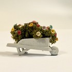 1 48 Quarter Scale Dollhouse Miniature Flower Filled Wheelbarrow Garden Decor