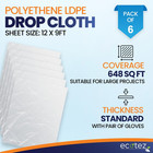 6 Pack 12 X 9 Ft Extra Large Painter s Drop Cloth - Light   Durable Dust Cover -