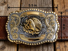 Mexican Eagle Belt Buckle Western Gold Silver Tone Hebilla Mexicana Cowboy Men