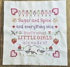 Vntg Embroidery Baby Girl Room Sugar   Spice What Little Girls Are Made Of 12 5 