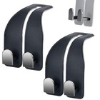 Car Hooks For Headrest  Leather Car Seat Back Storage Organizer Black-2 Pack