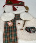 Large 3d Sherpa Snowman Christmas Stocking Scarf Buttons Broom Very Cute 