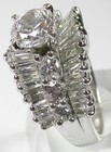 Ring Engagement Fancy Design   Cubic Zirconia In Sterling Silver Wedding Bridal