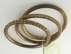 3 Brassy Chain Mesh Bangle Set  Original Tag  New Old Stock Stacking Layering