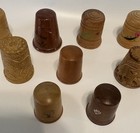 Vintage Lot Of 9 Wooden Thimbles Various Sizes