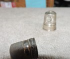 2 Antique Simons Brothers Sterling Silver Floral Thimble Size 10-12