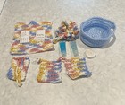 Handmade Crochet Spa Set Blue With Handmade Crochet Basket