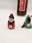 Vintage Chinese Miniature Clay Folk Art Figurines Set Of 3 W  Box