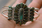 New Authentic Navajo Cuff By D Benally Mojave Turquoise   Sterling Cuff 6 5-7 