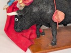 Vintage Matador   Bull Souvenir Figurine 6  Plastic Figures Flocked Sequins