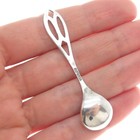 Webster 925 Sterling Silver Antique Art Deco Pierced Handle Salt   Spices Spoon