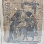 Rare Vintage Egyptian Papyrus Art 15x12 Framed Ancient Script Wall Decor