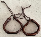 Lot Of 2 I Love Heart Jesus Leather Bracelets Christian Religious Adjustable
