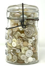 Mixed Lot Of Vintage White   Off-white Buttons In A Vintage Atlas Canning Jar