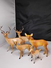 Set Of 5 Vintage Plastic Deer Figurines Christmas Decor Nature Display