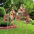 Metal Bird House With Pole Metal Art Cottage Bird House Stakes Garden Decor