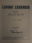 Willie Mays Signed Autographed Ron Lewis Living Legends Print   Jsa Coa   Framed