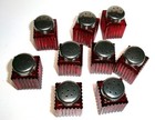 Set 9 Vintage Square Ribbed Banquet Mini Glass Salt And Pepper Shakers Red