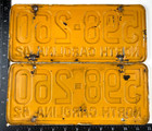 Vintage North Carolina 1942 Auto License Plate Set Pair 598-260 Pub Wall Decor