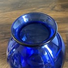 Vintage Cobalt Blue Glass Ball Vase Raised Ribs   Mcm Style- 4 5 