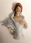 Lot Of 3 Antique Germany Ceramic Half Doll Pin Cushion 1930s Fan Art Deco Arms