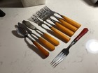 Rare Vintage Authentic  8  Pieces Of Bakelite Forks  Spoons Ect Flatwear No Res