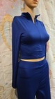 Women s Size Xs 2pc Legging   Half Zip Crop Top Set Royal Blue 28  Inseam