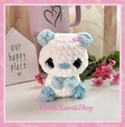 Cute Handmade Blue Panda Bear  Crochet Amigurumi Plush Stuffed Animal Toy