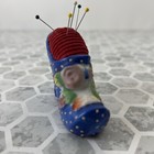 Vintage Pin Cushion Shoe Japan Porcelain Gold 1972