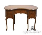 Vintage Antique Solid Walnut Louis Xv French Provincial  42  Kidney Vanity Ta   