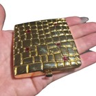 Estee Lauder Lucidity Pressed Powder Compact Gold Cobblestones Ruby Gems Square