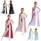 Girls Modern Lyrical Dance Dress Sleeveless Halter Neck Ballet Leotard Dancewear