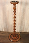 Antique English Wood Barley Twist Candlestick For Pillar Candle -ships Ddp To Us