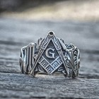 Retro Runes Masonic Ring Men s Vintage Stainless Steel Mason Ring Punk Biker New
