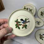 Vintage Otagiri Lacquerware 6 Pc Chickadee   Holly Coaster Set With 2 Piece Case